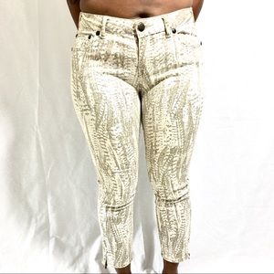 Free People Printed Cropped Jeans